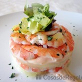 Receta de Timbal de langostinos con melón Receta de Timbal de langostinos con melón