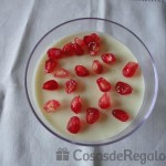 06 - En la copa con la crema de yogur, colocamos unos granos de granada enteros