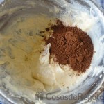 05 - Separamos las masas y a una le incorporamos cacao en polvo