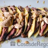 Receta de Magret de pato con mango y foie