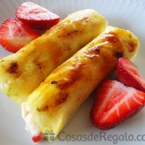 Receta de Canutillos de piña con crema y fresones