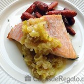 Receta de Salmón con puerro y zanahoria