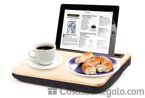 Bandeja iBed en madera con soporte para tablets, desayunos cómodos e informativos