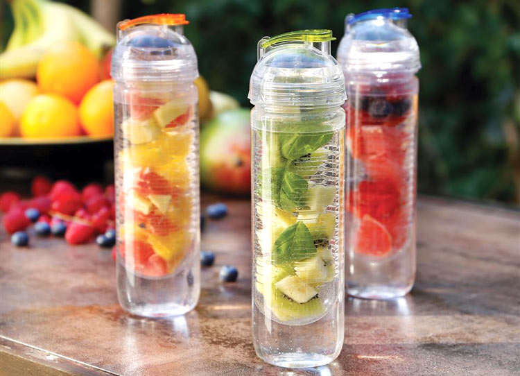 Botellas para preparar agua con sabor a frutas. ¡Refrescantes!
